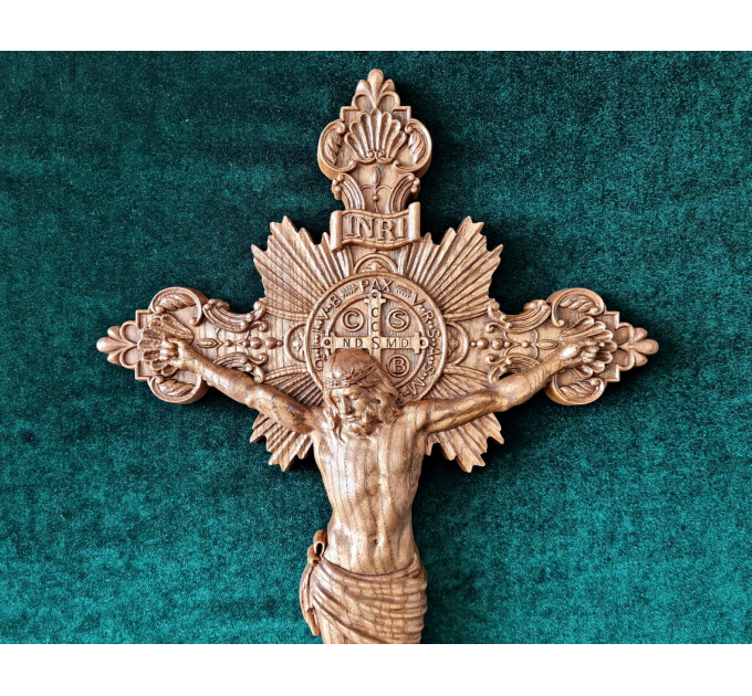 Carved Wooden Crucifix, Catholic Crucifix, Jesus Christ, wooden cross, Choose Size 10X5.7 up to